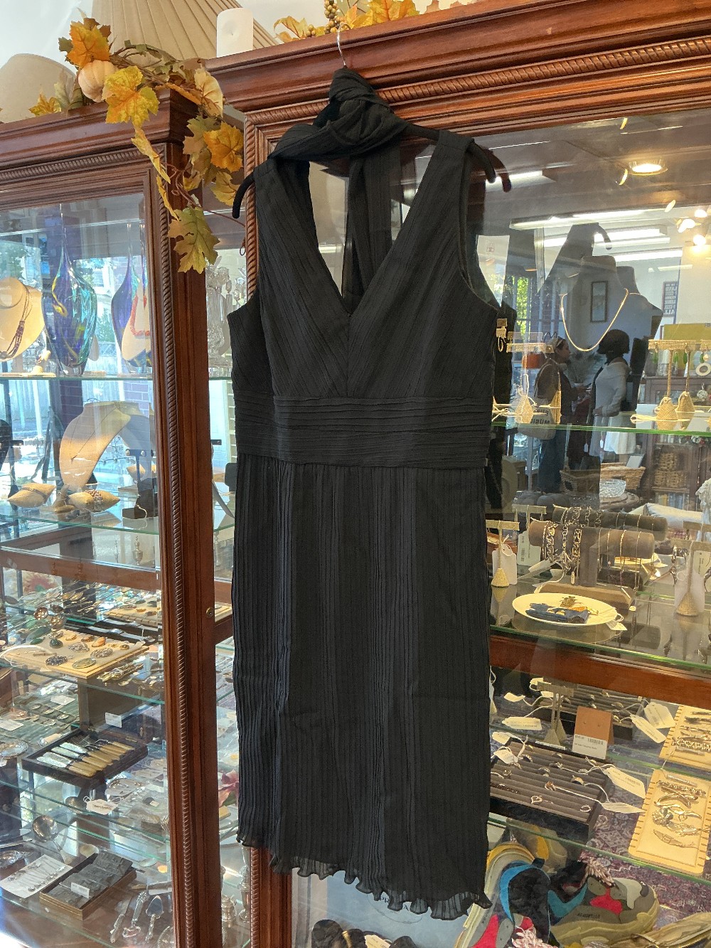 Pleated Black Dress & Scarf