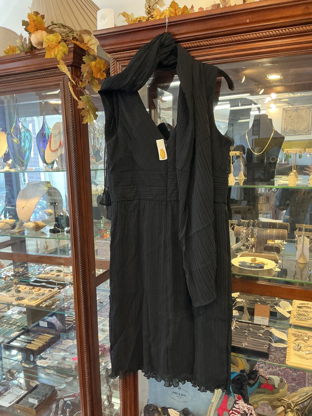 Pleated Black Dress & Scarf