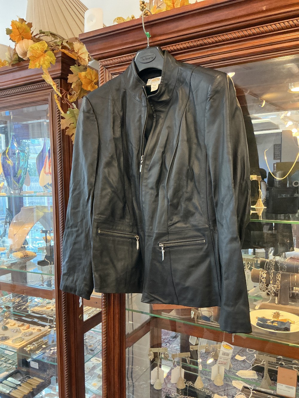 Talbots Black Leather Coat