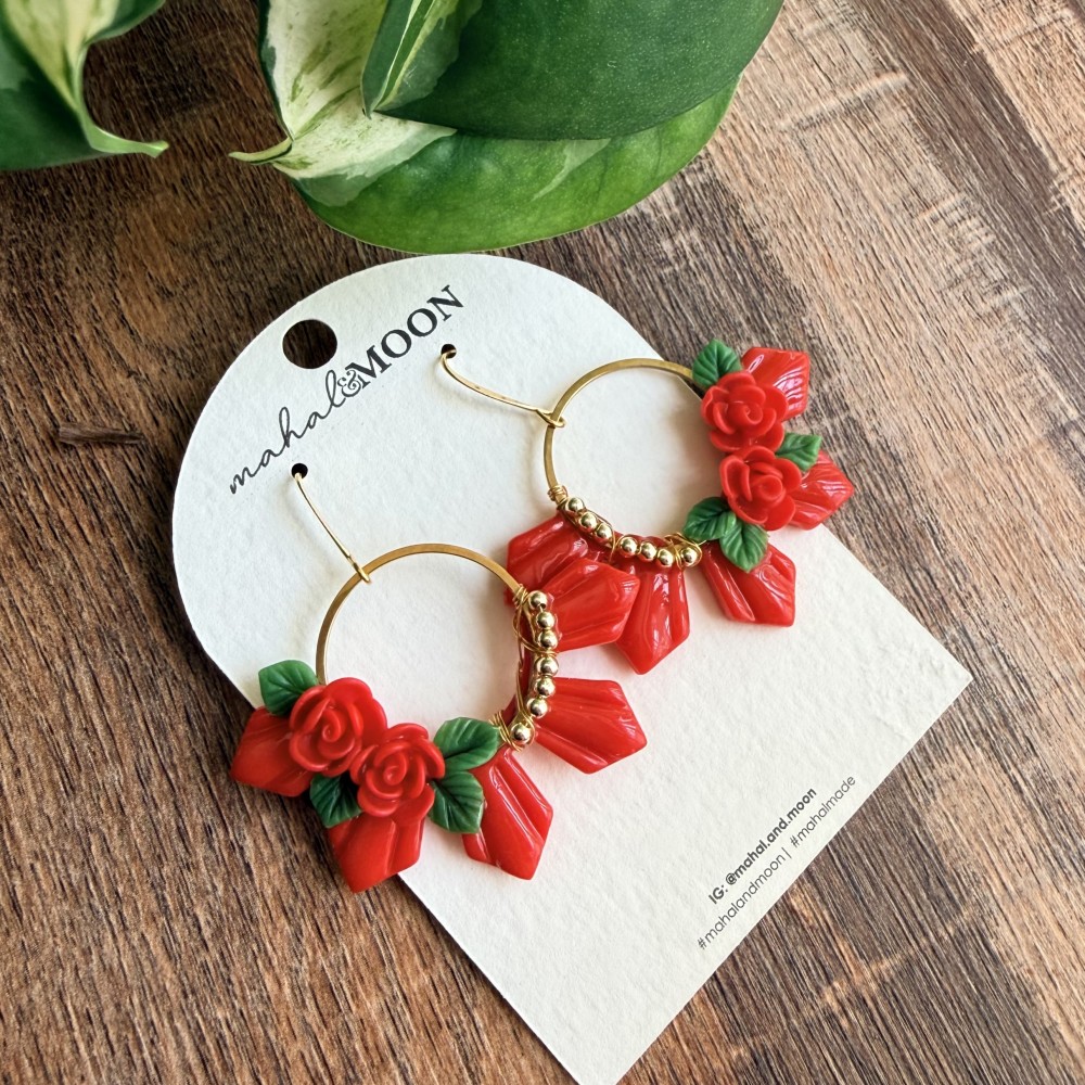 Half araw (sun) earrings - red romantic