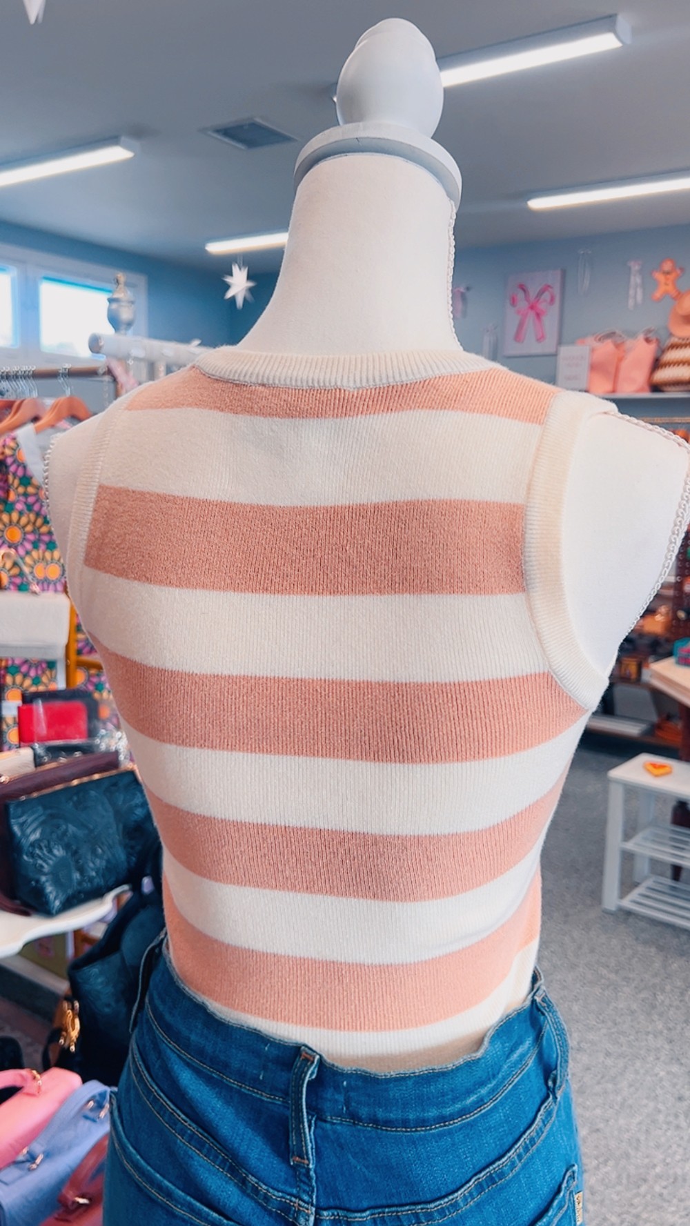 Balboa Day Crop Top | Cream Stripes