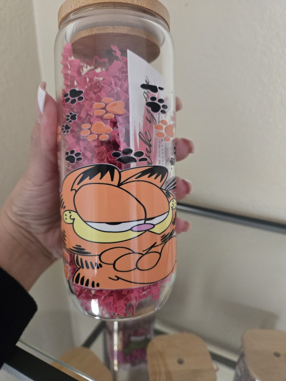 20oz Rd. Glass Tumbler- Org. Cat UV DTF