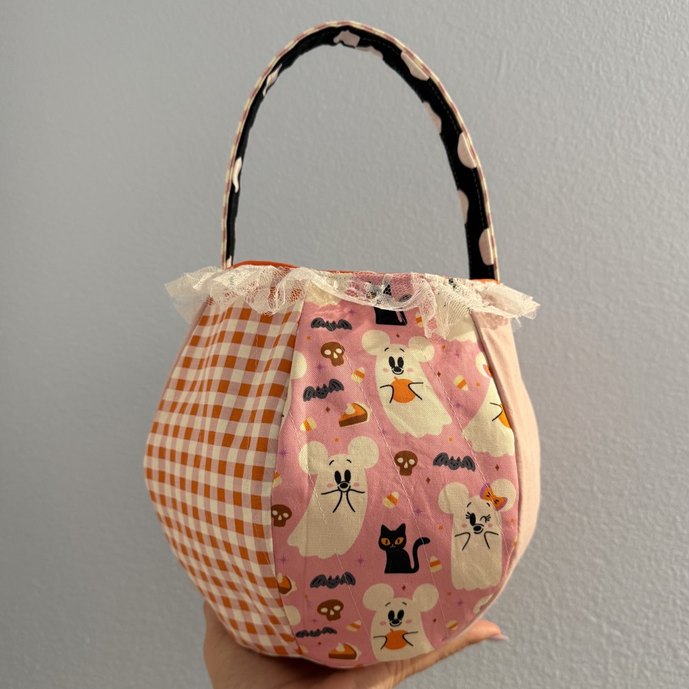 Pink Fabric Pumpkin Pail