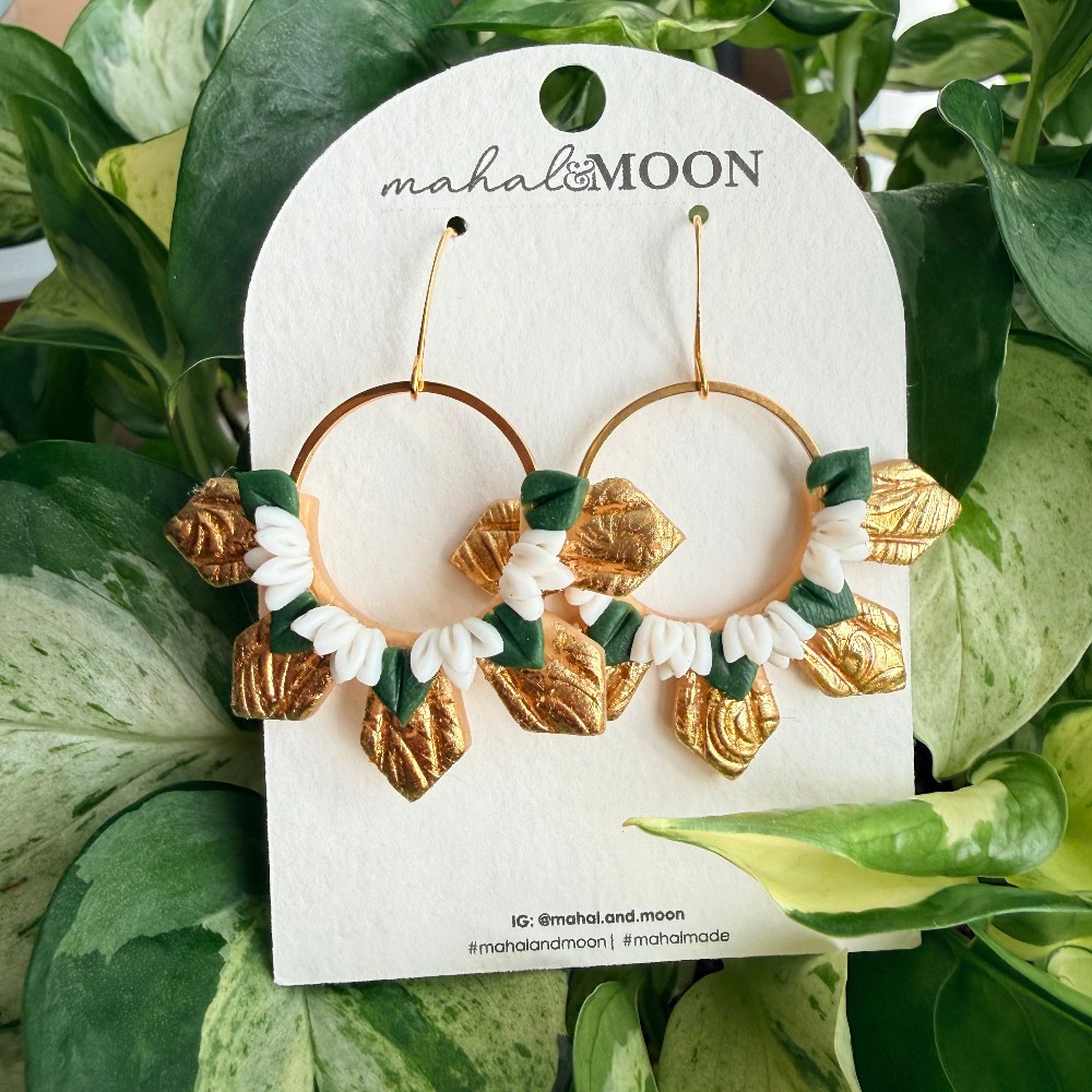 Golden sampaguita half araw (sun) earrings