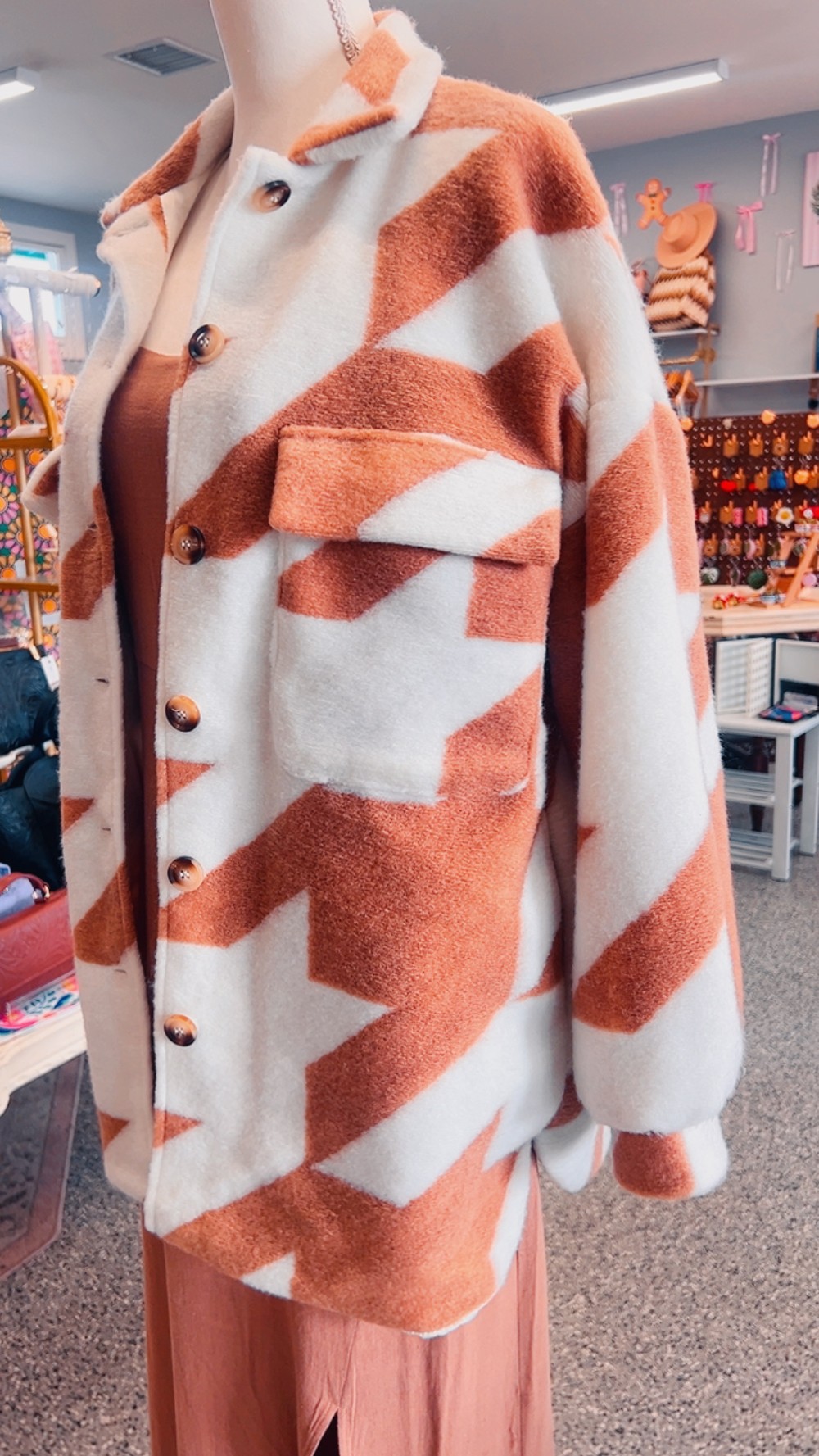 Night-Out Houndstooth Coat | Brown Tones & Houndstooth