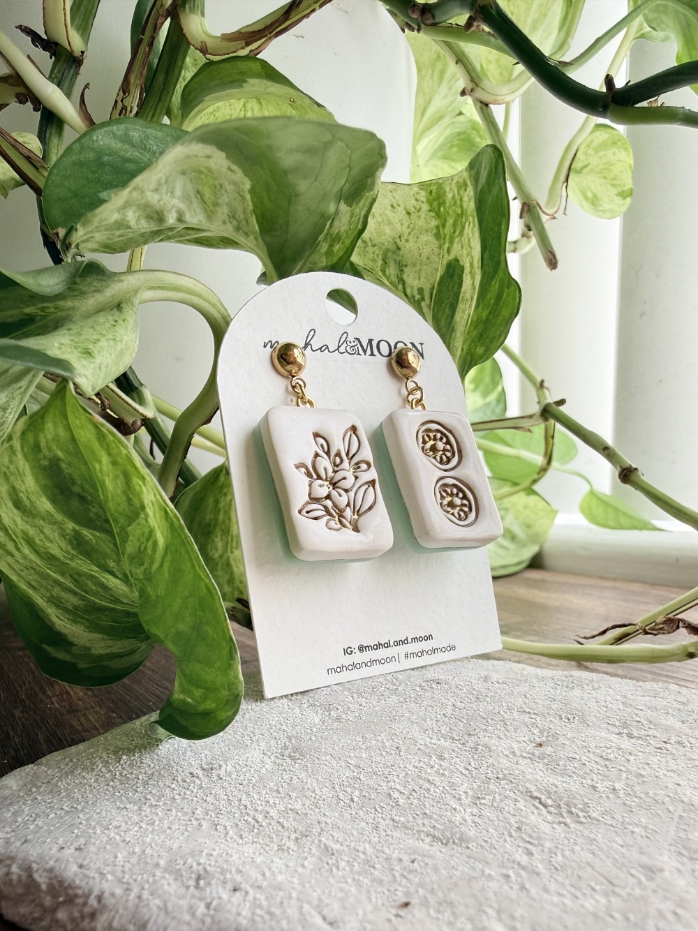 Mahjong tile earrings