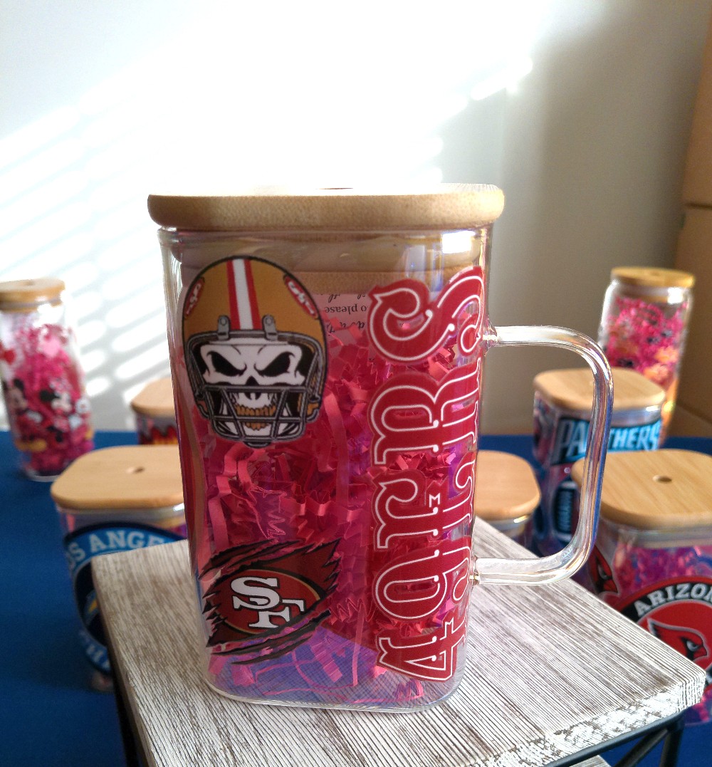20oz Sq. Glass Tumbler-49ers UV DTF