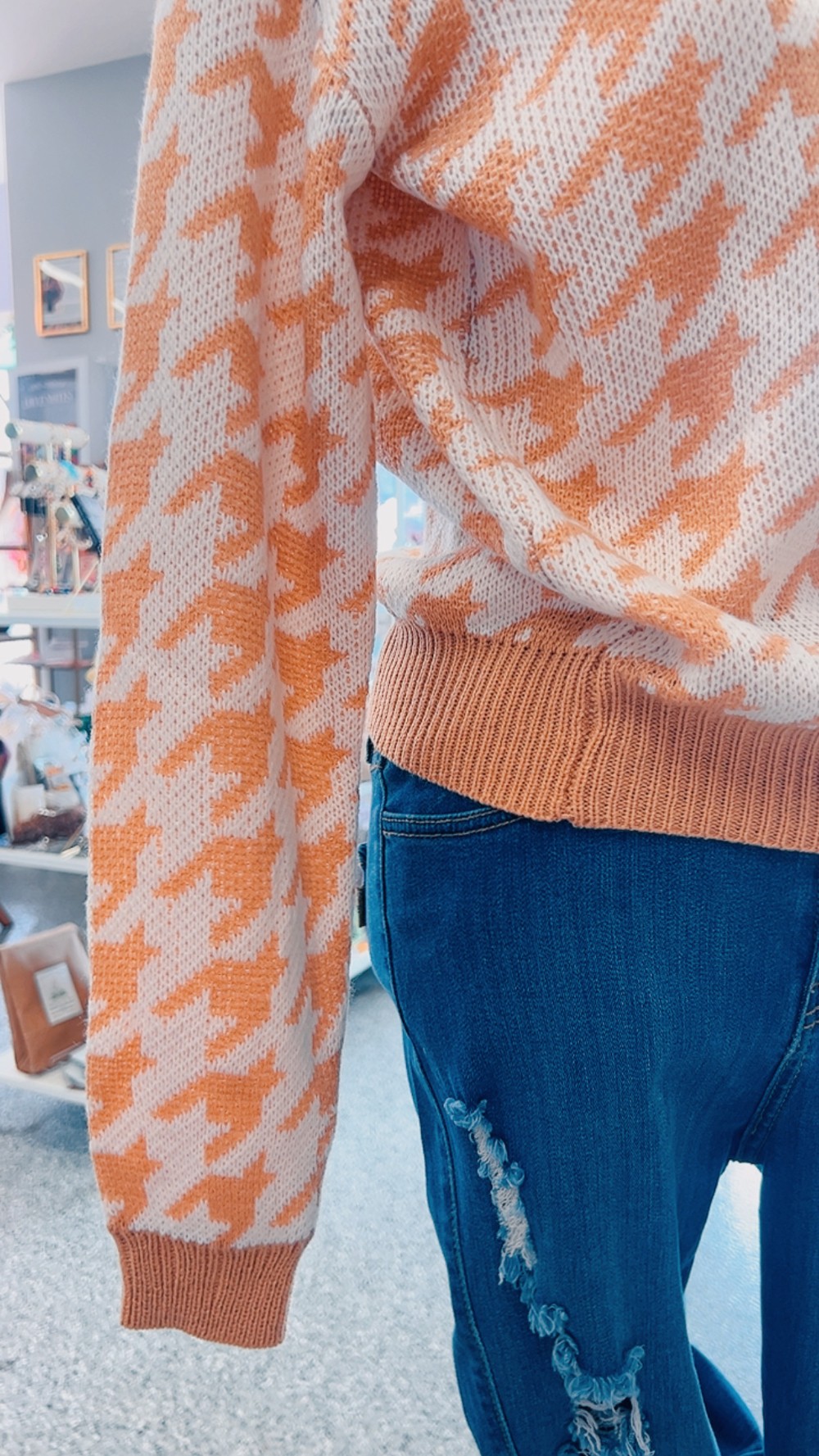 Houndstooth Pullover Sweater | Nudes & Houndstooth