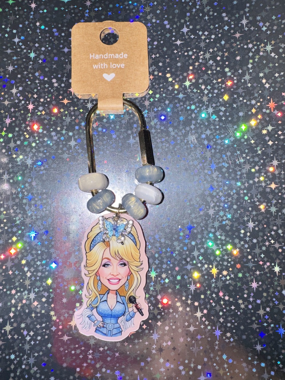 Blue Dolly Parton Bag Charm