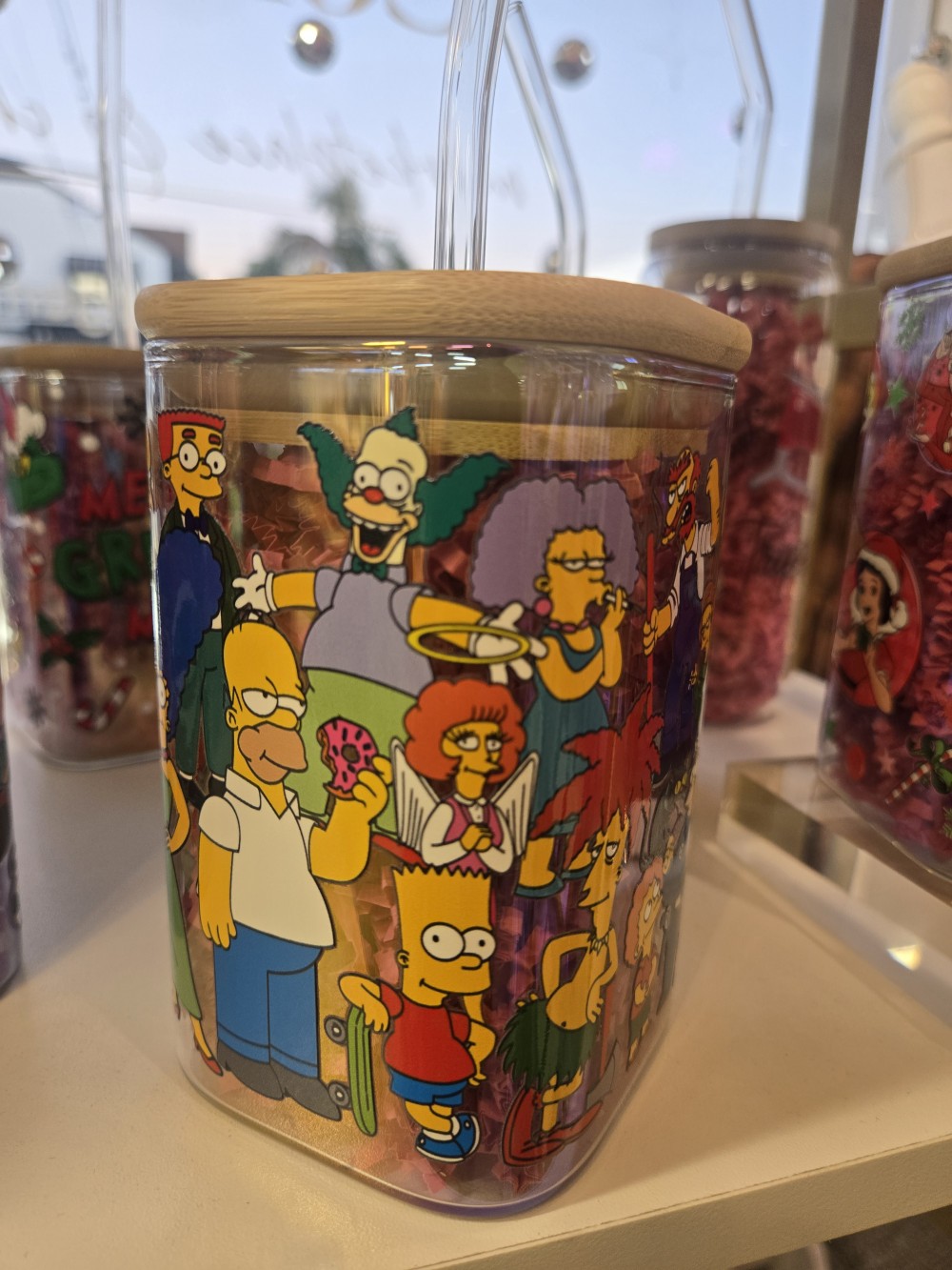 20oz Sq. Glass Tumbler-Simpsons Characters UV DTF wrap