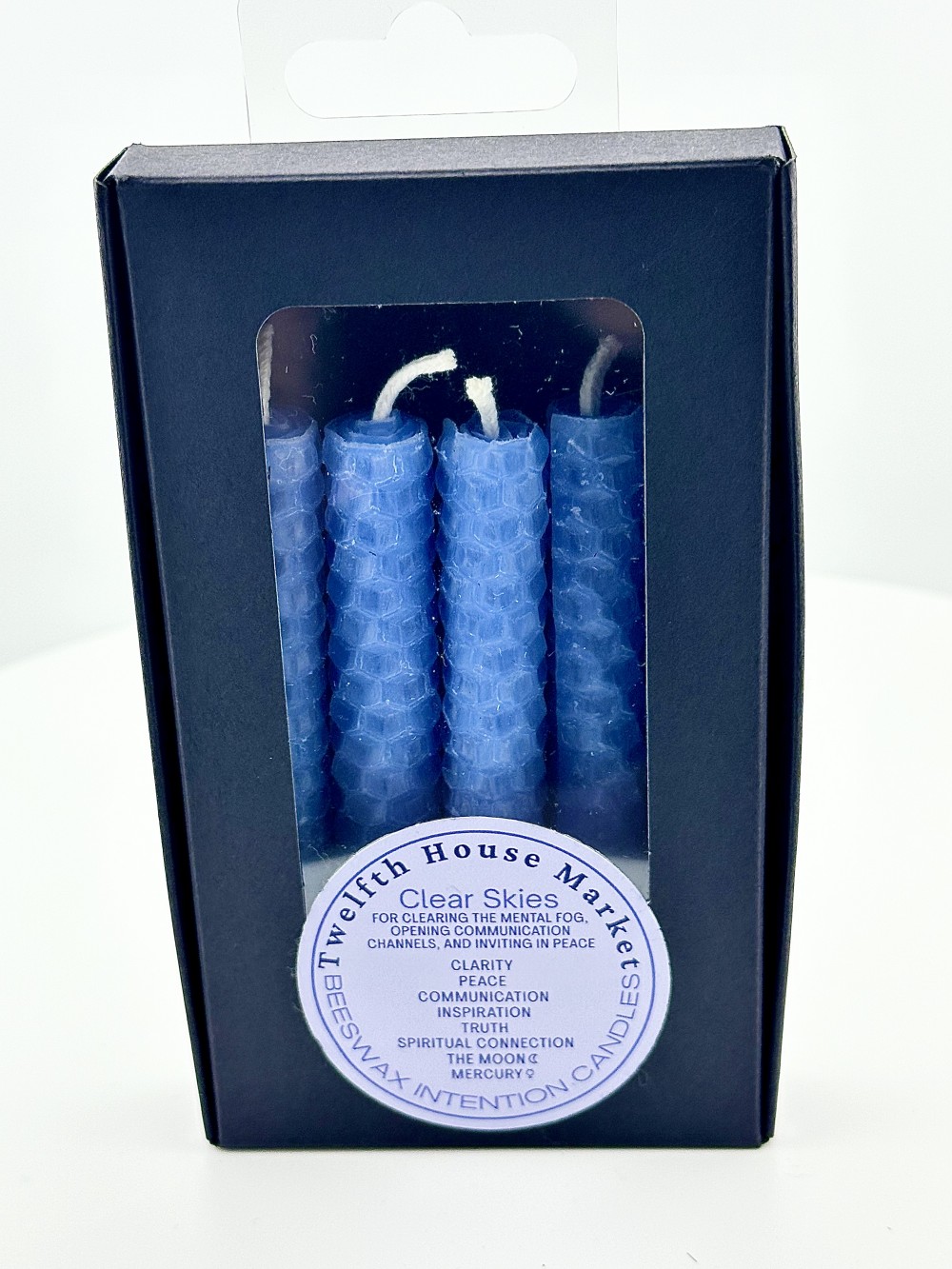 4” Rolled Beeswax Chime Candles (set of 5)- French Blue / Clear Skies