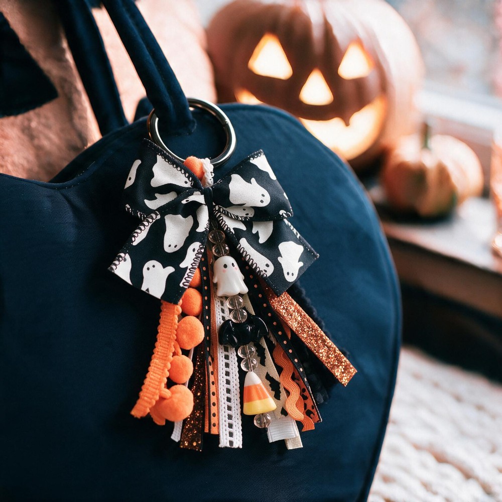 Glow-in-the-Dark Ghost Bow Bag Charm