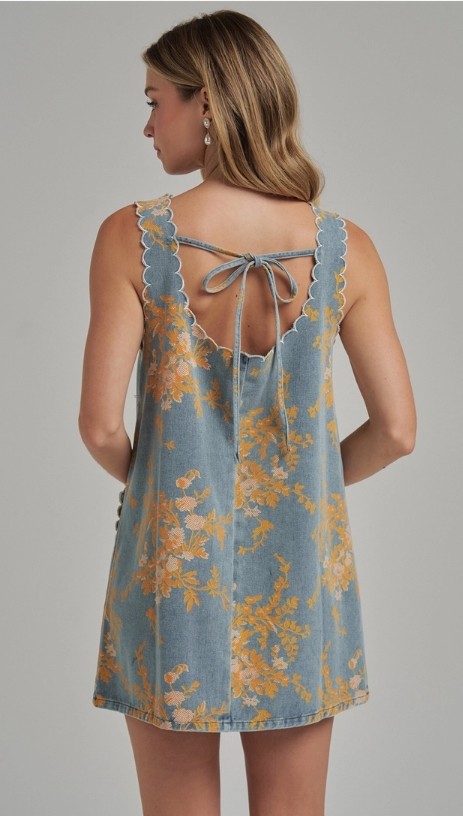Floral Denim Mini Dress