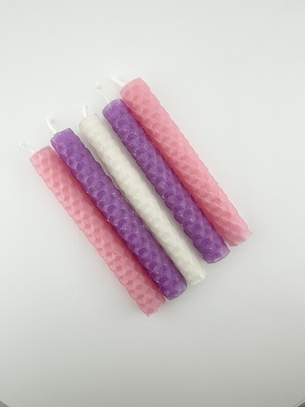 4” Rolled Beeswax Chime Candles (mixed set of 5)- Moi / Self-Love
