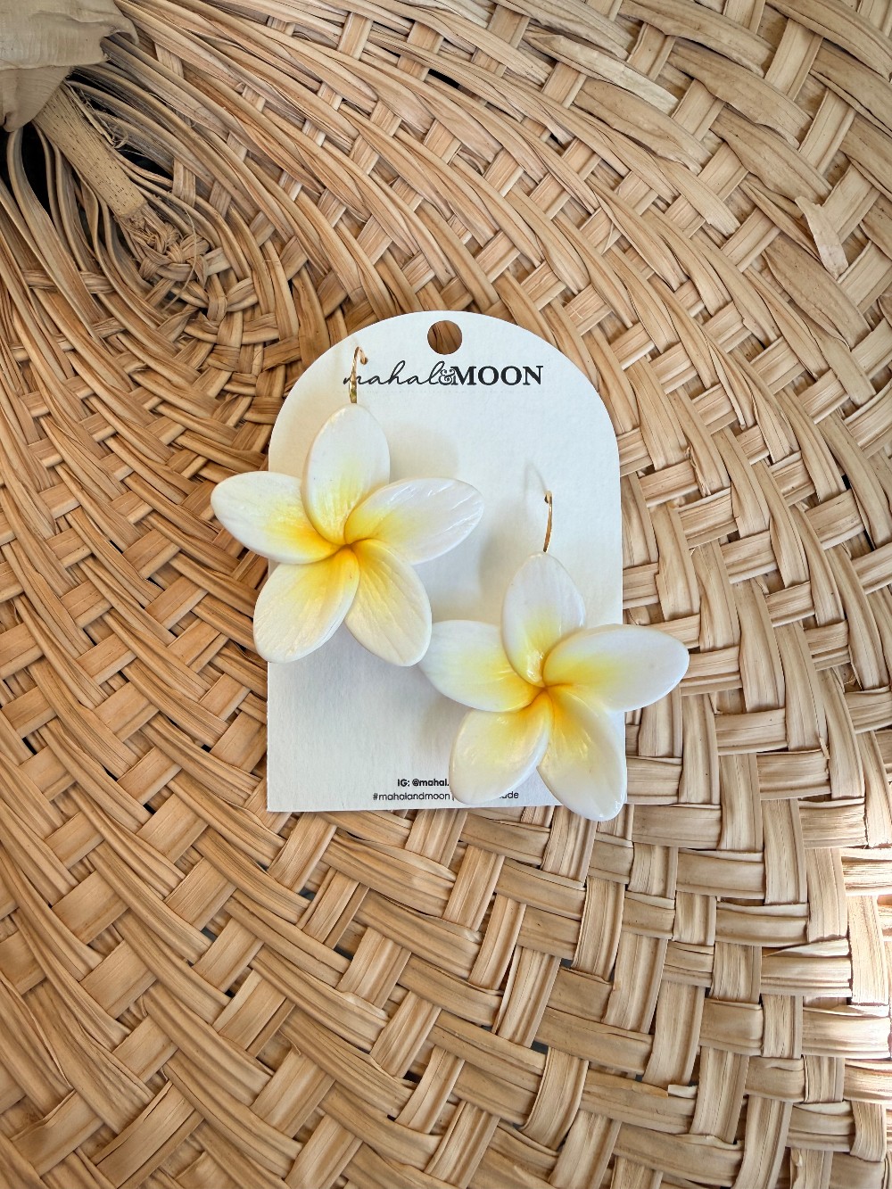 Plumeria earrings - white yellow