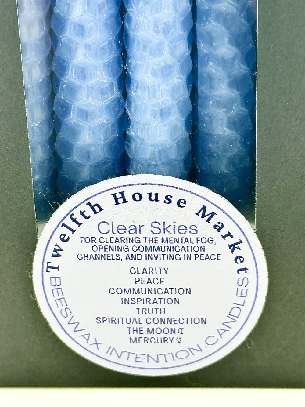 4” Rolled Beeswax Chime Candles (set of 5)- French Blue / Clear Skies