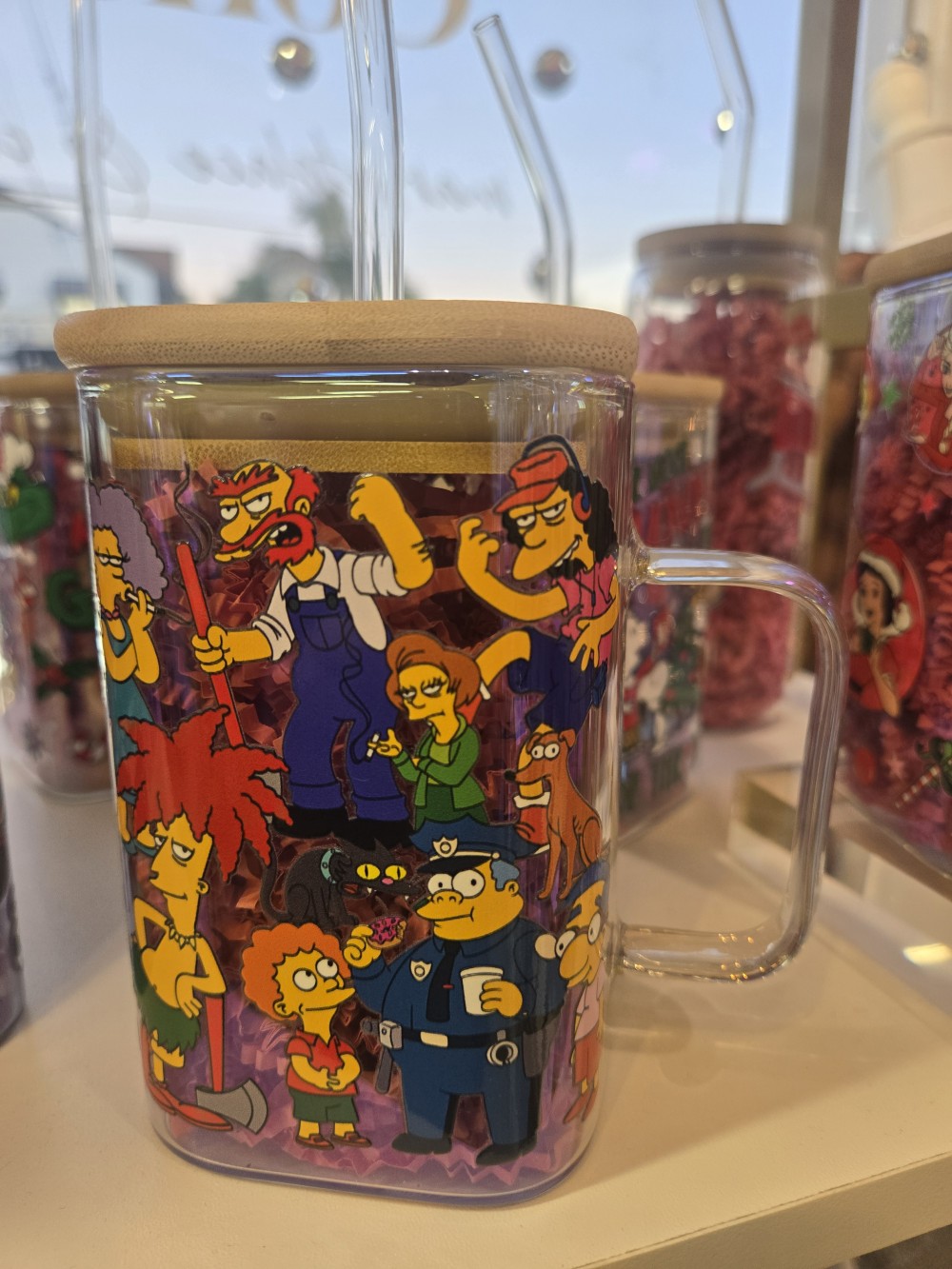 20oz Sq. Glass Tumbler-Simpsons Characters UV DTF wrap
