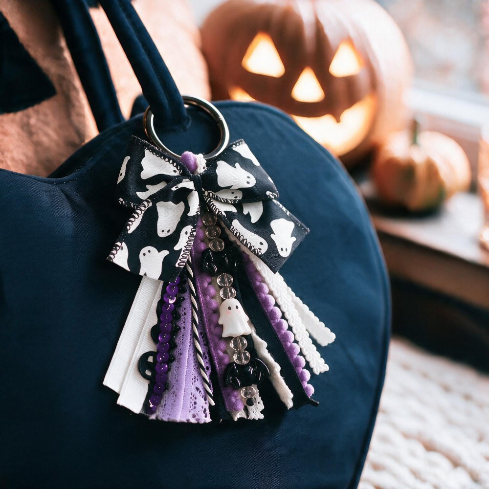 Glow-in-the-Dark Ghost Bow Bag Charm