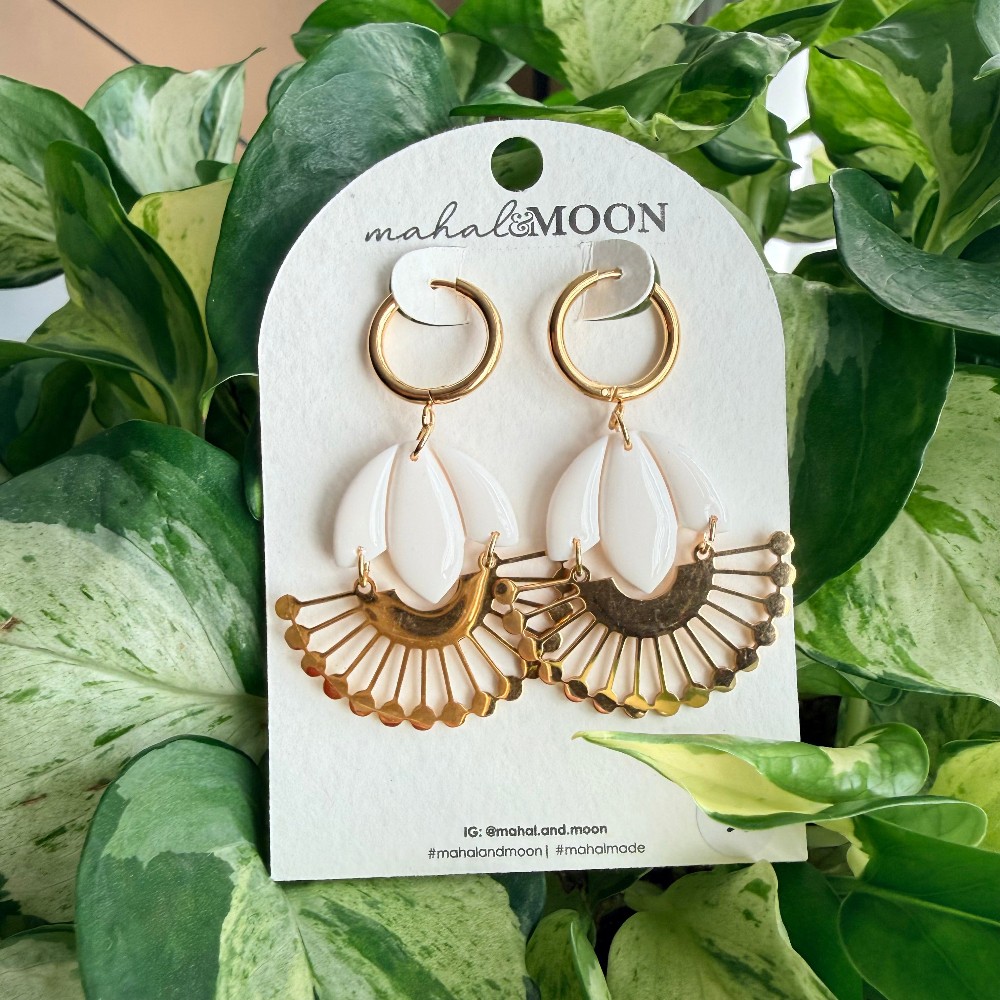 Sampaguita pamaypay (fan) earrings