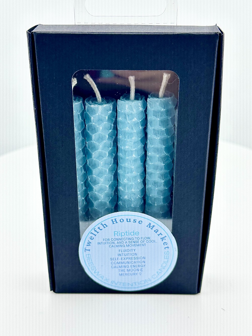 4” Rolled Beeswax Chime Candles (set of 5)- Lite Blue / Riptide
