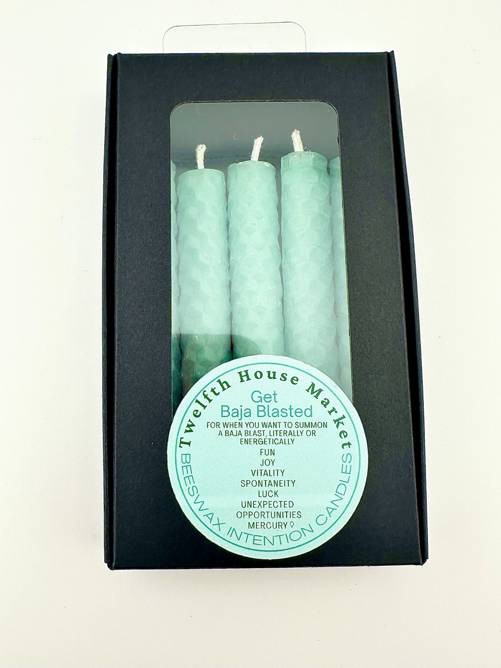 4” Rolled Beeswax Chime Candles (set of 5)- Get Baja Blated / Aqua