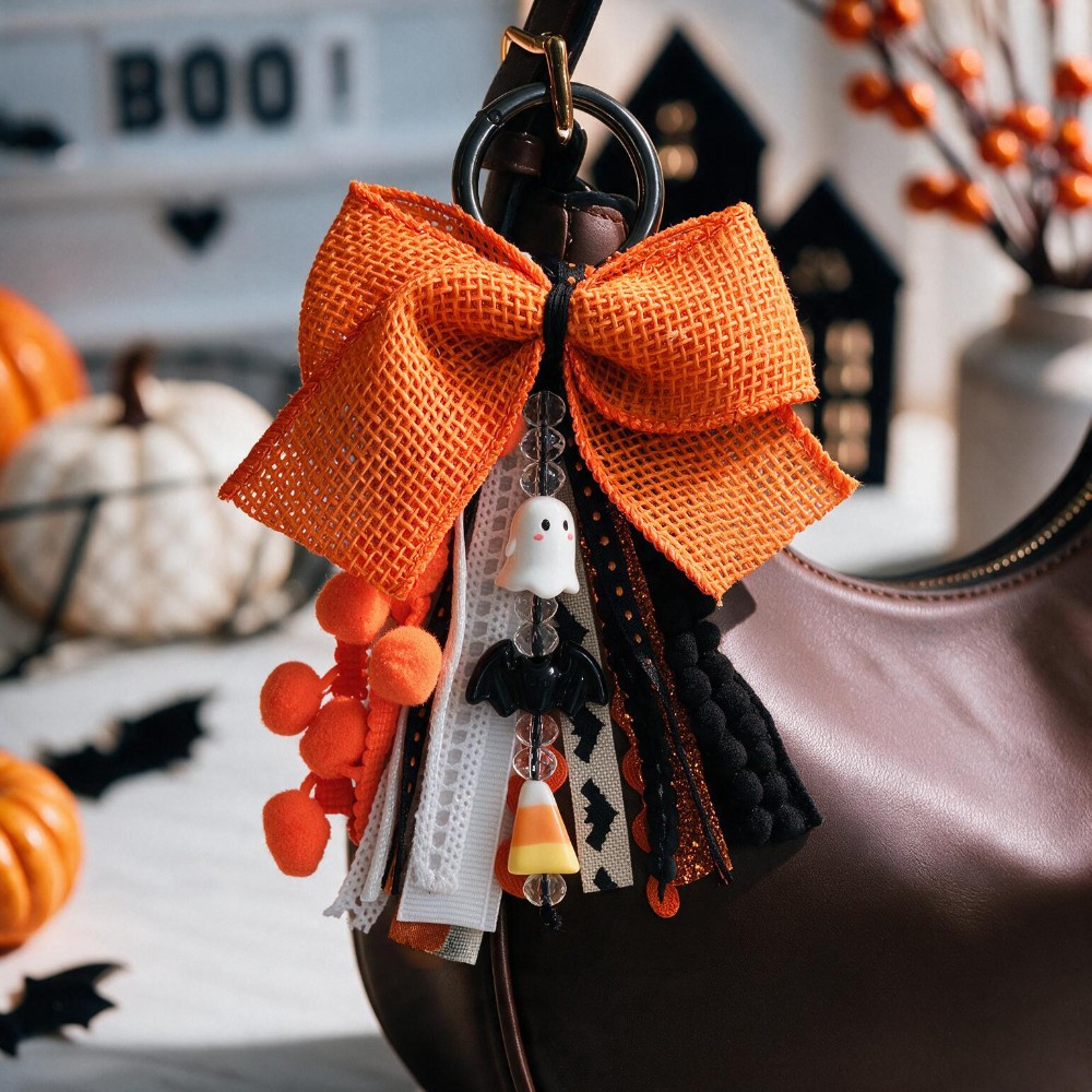 Burlap Bow Halloween Bag Charm