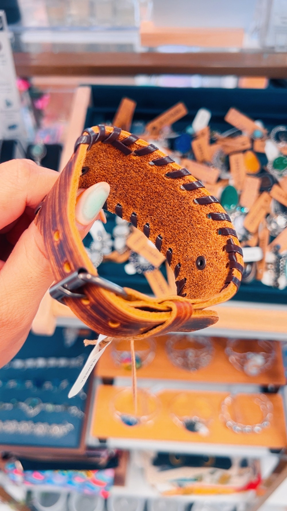 Leather Cuff Bracelet with Brass Plate