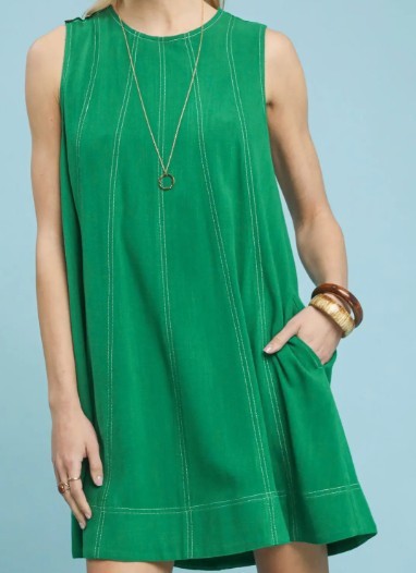 Kelly Green Linen & Cotton Dress