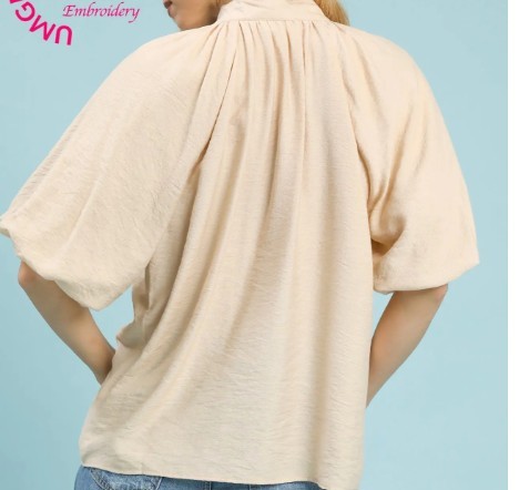 Oatmeal Embroidered Abstract top