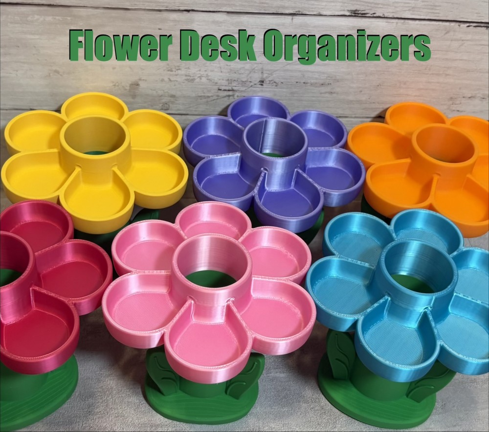 Flower Desk Organizer Yellow