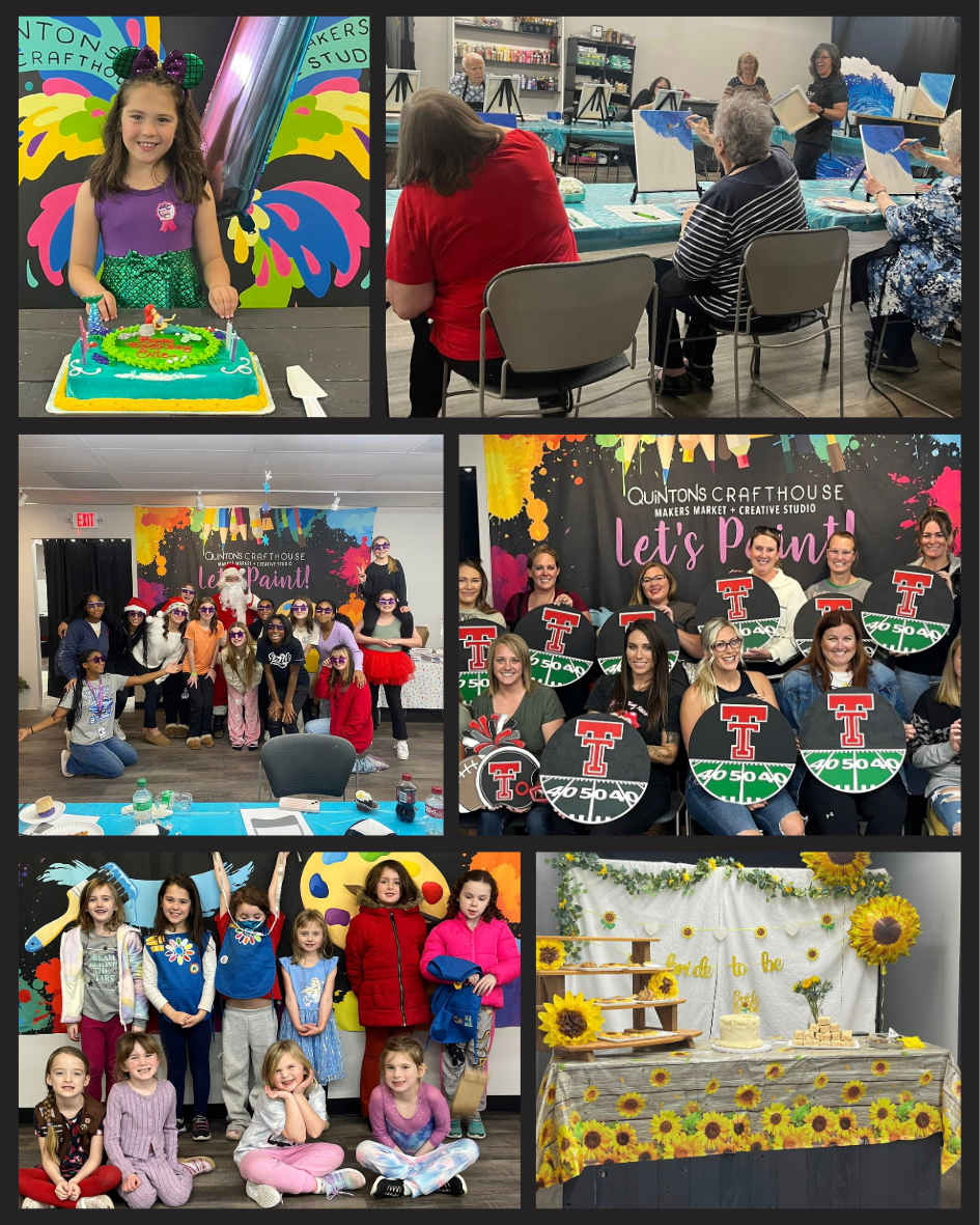 A collage of classes that have taken place inside Quintons Crafthouse.