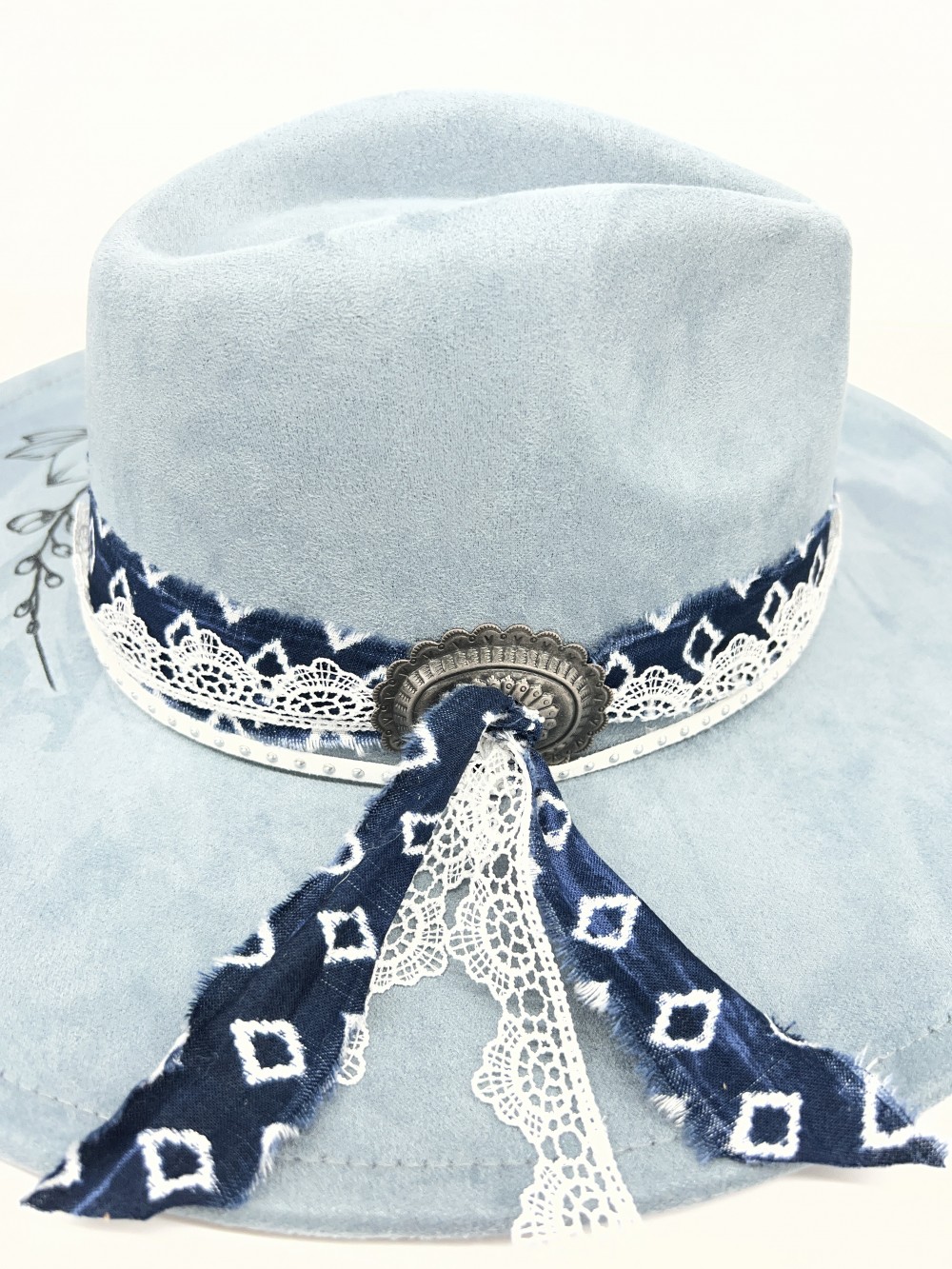 F-Fedora Lt. Blue flowers