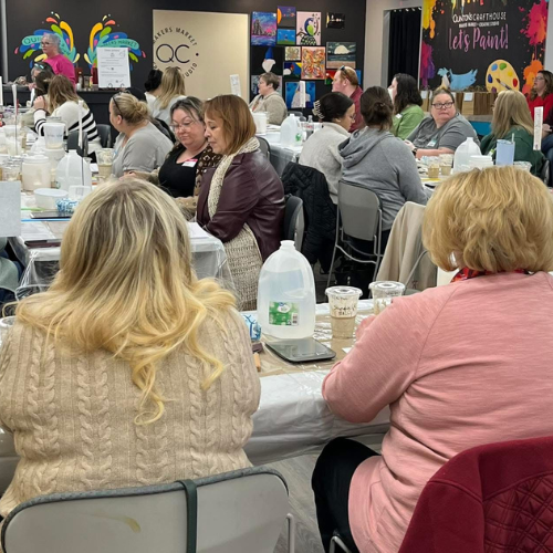 A group of girls at a craft class hosted at Quintons Crafthouse.