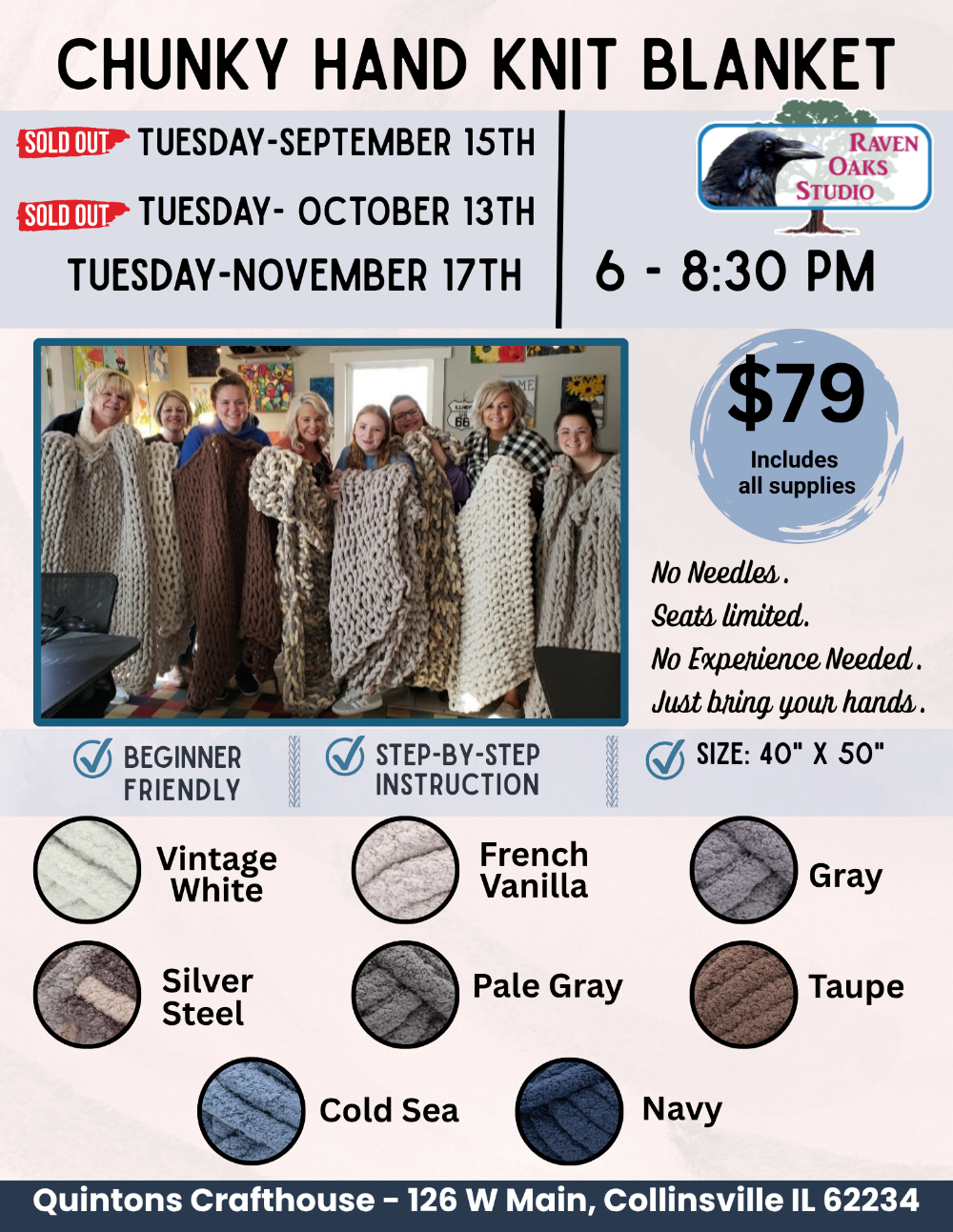 1117 Hand Knit Blanket Class