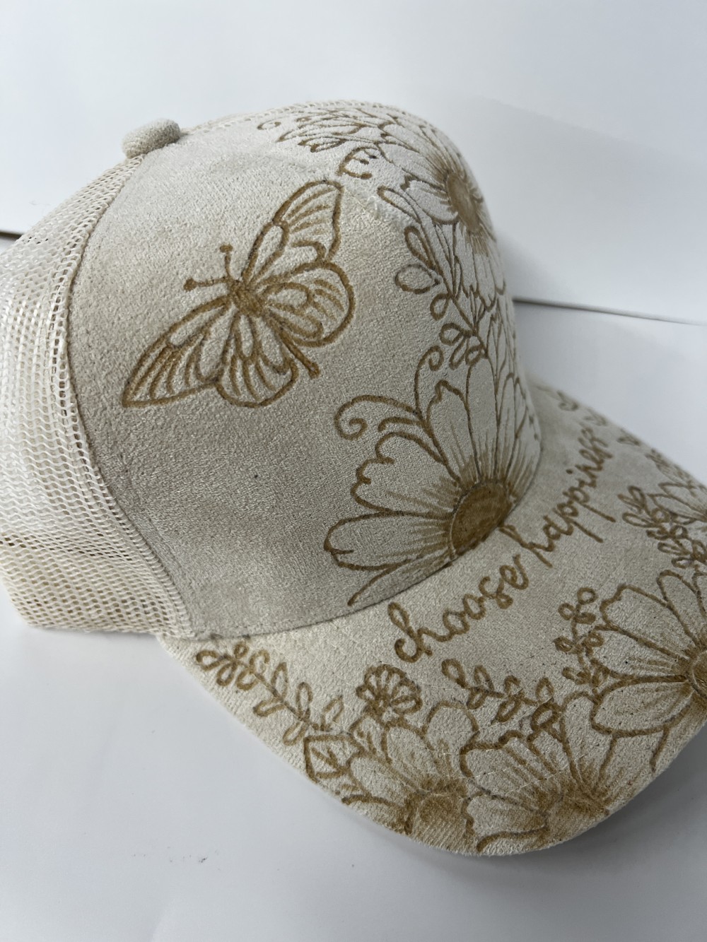 Vegan Suede Ball Cap Choose Happiness