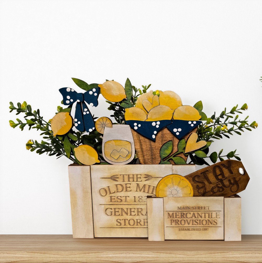 Crate White / Brown Interchangeable Wooden Display Shelf Sitter