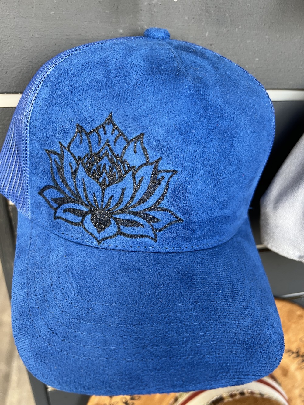 C - Blue Vegan Suede Trucker Hat