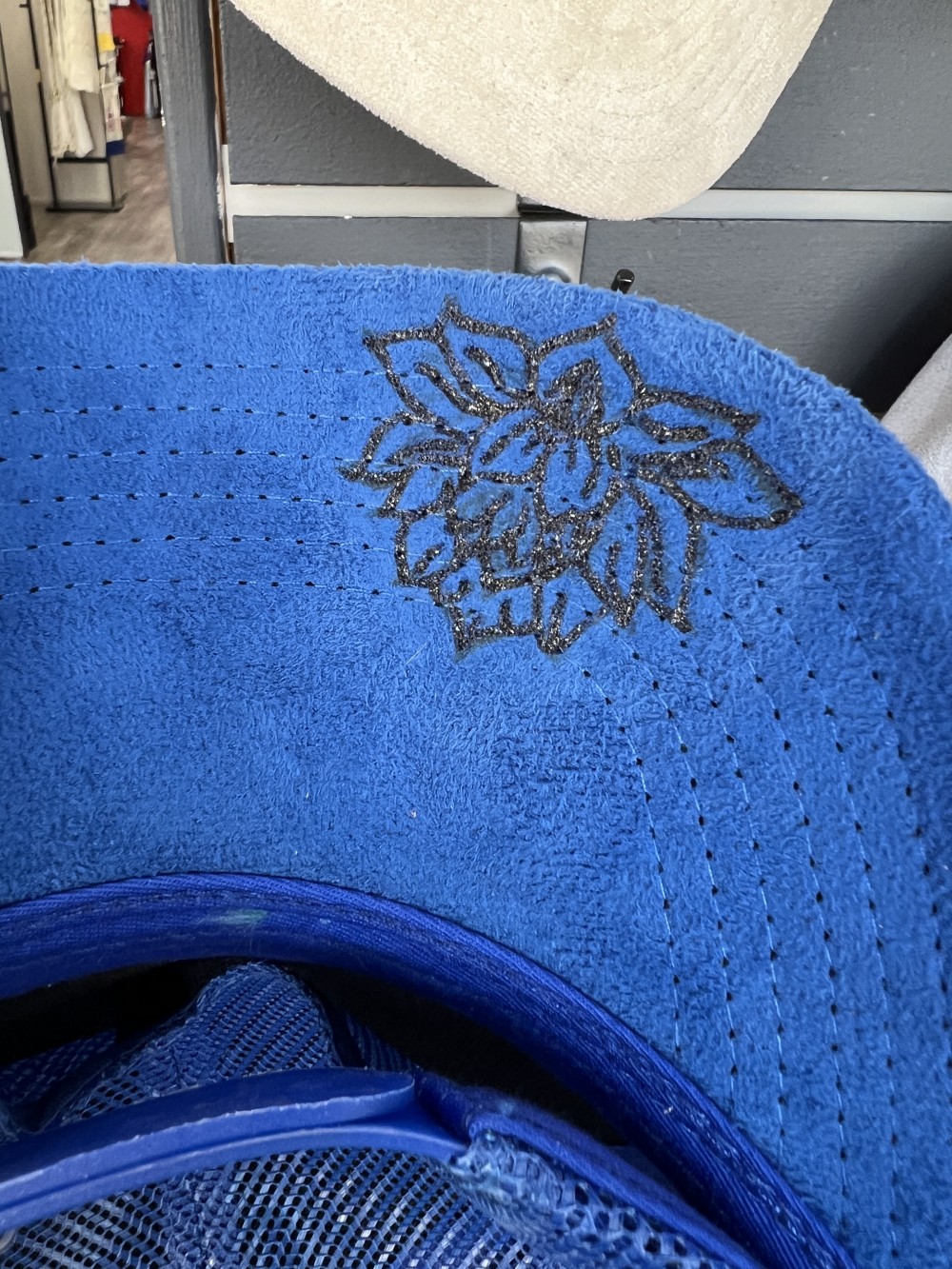 C - Blue Vegan Suede Trucker Hat