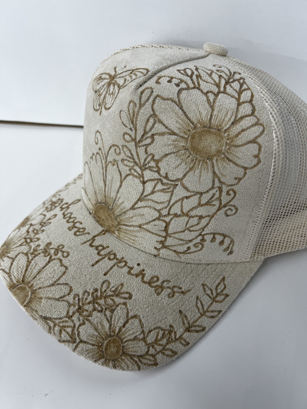 Vegan Suede Ball Cap Choose Happiness