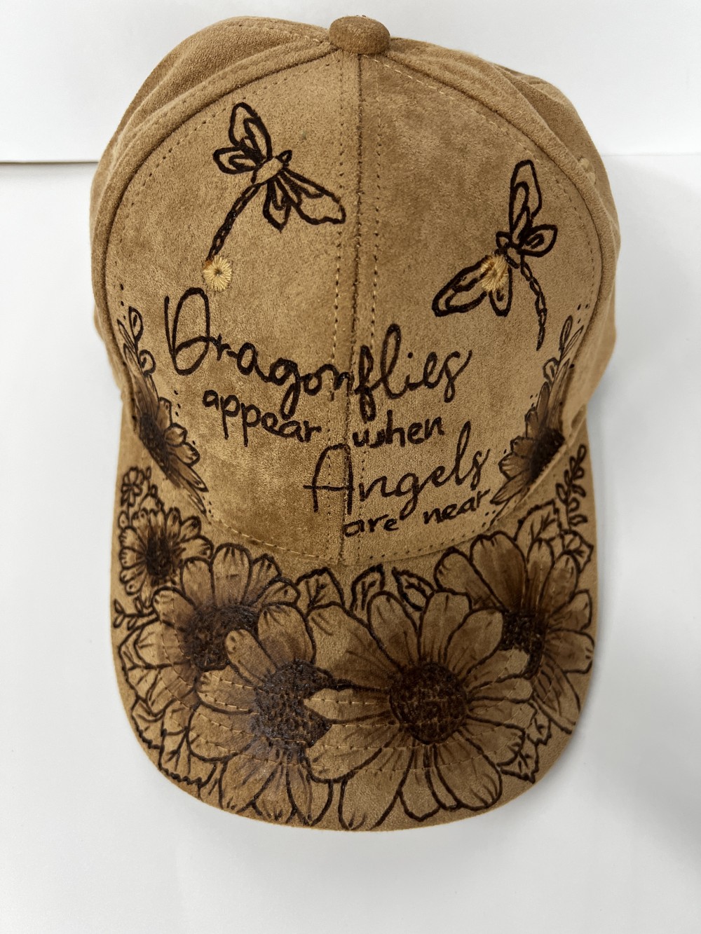 Vegan Suede Ball Cap Dragon Flies Appear when Angles are near