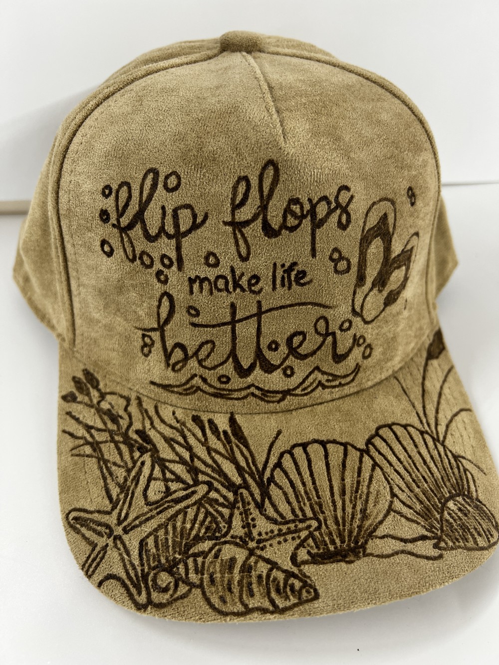 C Vegan Suede Ball Cap Ta n Flip Flops