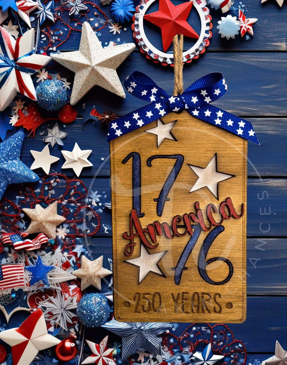 250 Years America Patriotic Ornament Stars