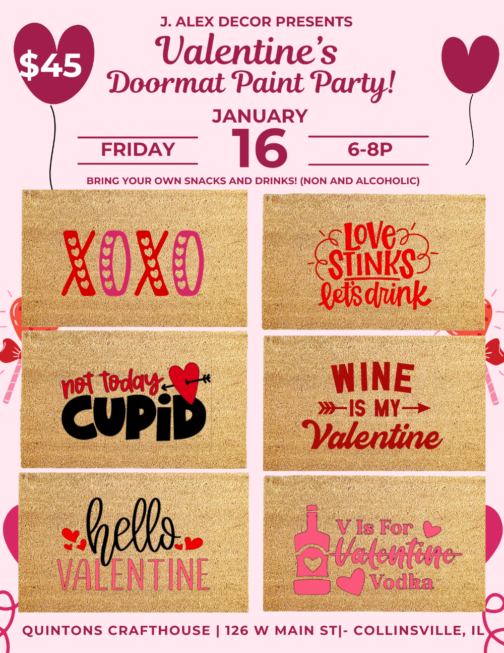 Valentine Doormat Paint Party 0116