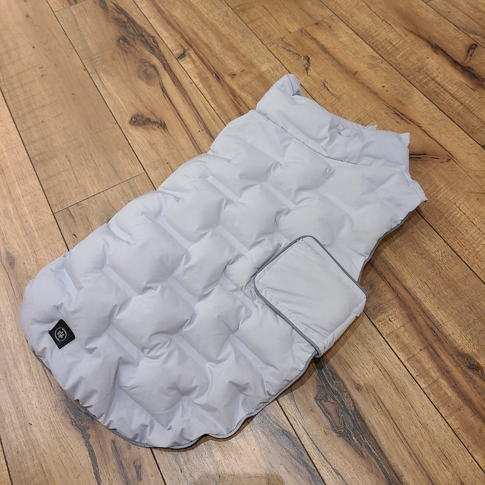 Silver Paw Quilted Puffer Dog Coat (M?)