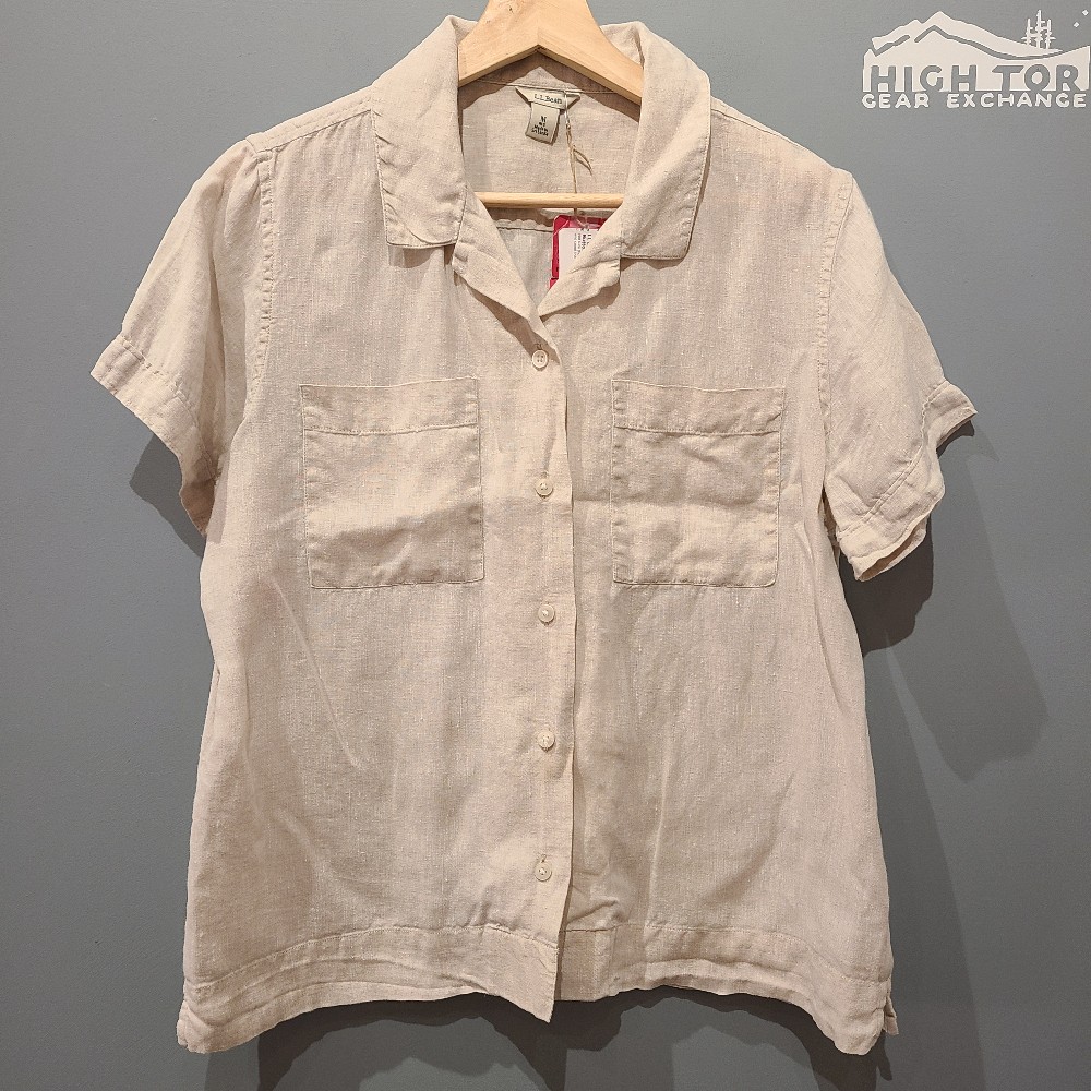 LL Bean Women's SS Linen Button Up Shirt (M)