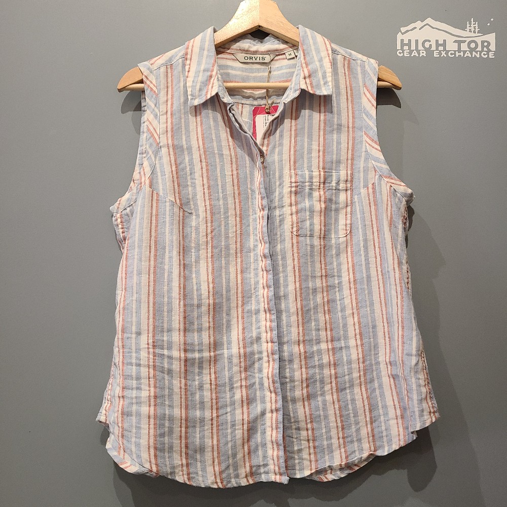 Orvis Women's Sleeveless Linen Blend Button Up Shirt (M)