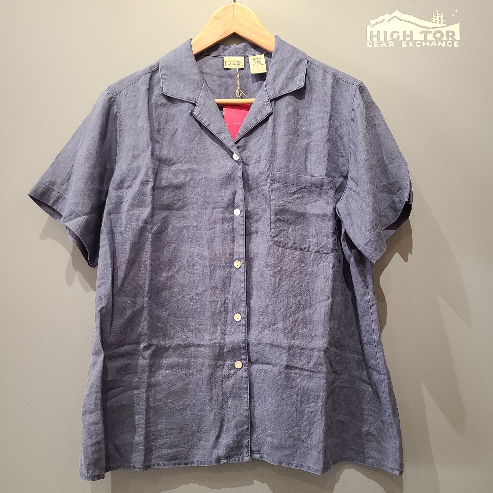 LL Bean Women's SS Linen Button Up Shirt (M)