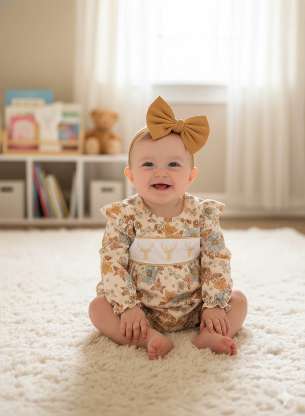 Khaki Deer Floral Bubble