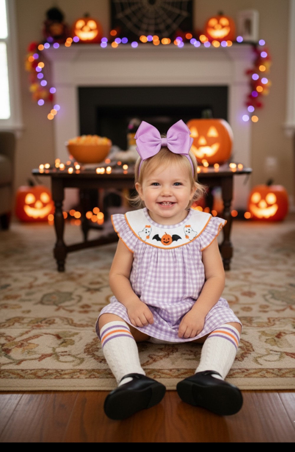 Purple Halloween Pumpkin Ghost Dress