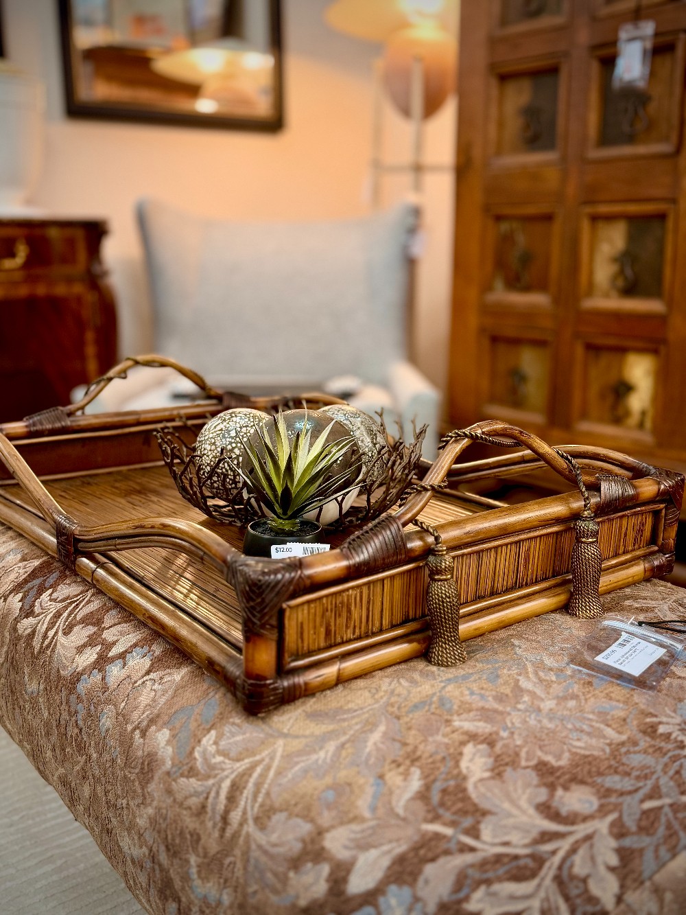 Maitland-Smith Bamboo & Rattan Serving Tray 28